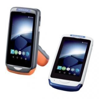 Datalogic Joya Android adatgyűjtő: 2D, imager (fehér), Green Spot (zöld pont visszajelzés sikeres vonalkód olvasáskor), 10,9cm (4,3''), USB, Bluetooth, Wi-Fi (802.11a/b/g/n), NFC, 854x480 pixel, 1GHz, RAM: 2 GB, Flash: 16GB, Android (7.1), tartalmaz.: akkumulátor, 3000mAh, szín: sötétszürke, narancs